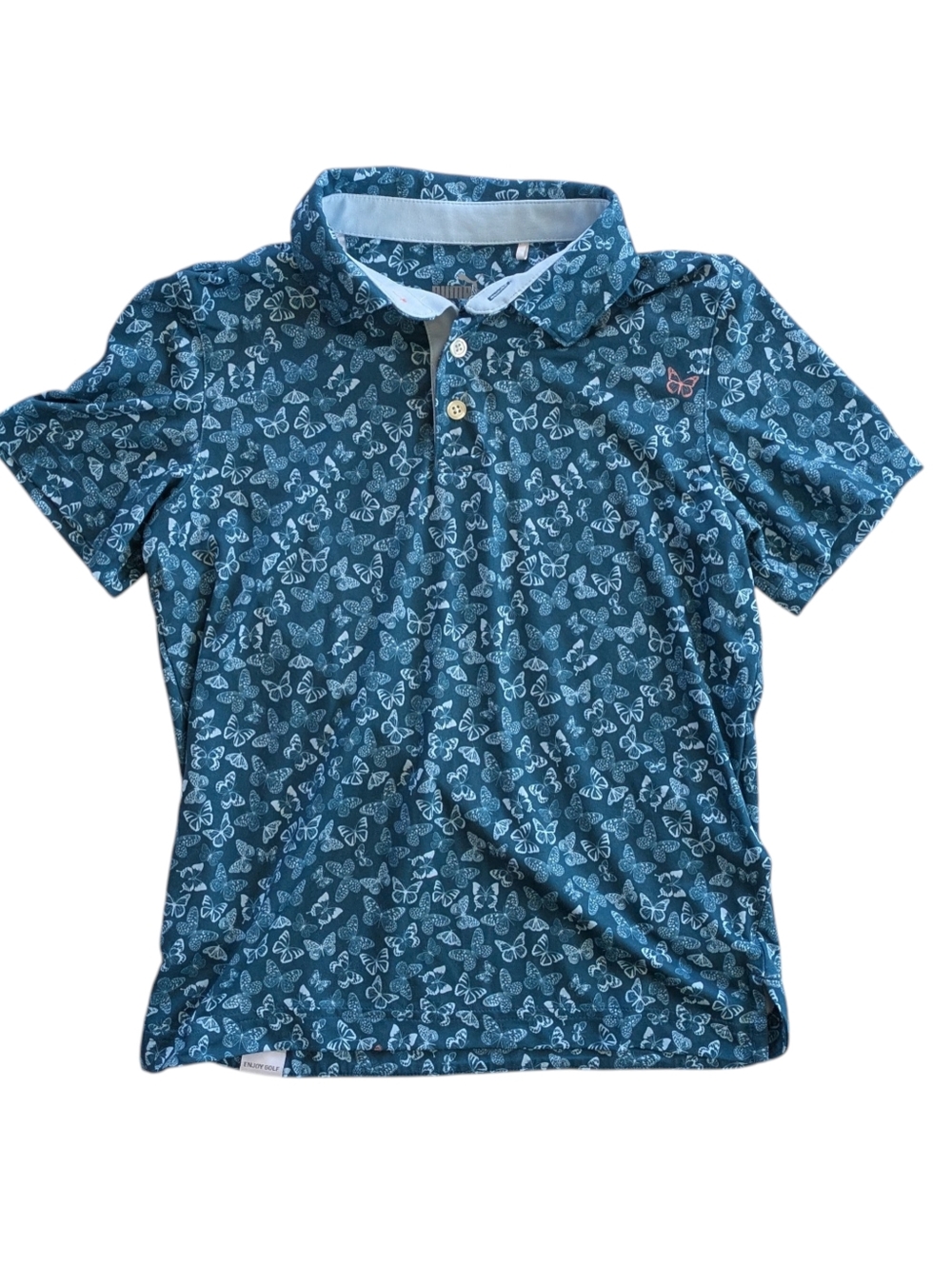 Puma Boys Cloudspun Butterflies Polo Shirt Ocean Tropic - Zen Blue